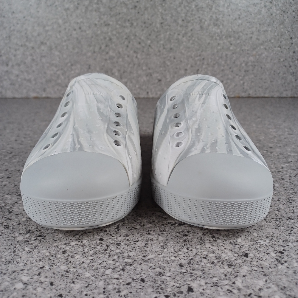 NATIVE Shoes White Gray Marble Kids Toddler Jefferson Slip-On Shoes - Picture 4 of 9